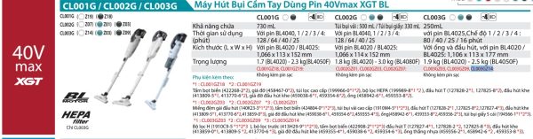 Máy Hút Bụi Dùng Pin(MÀU TRẮNG TUYẾT/BL (không kèm pin sạc) - Makita CL003GZ14