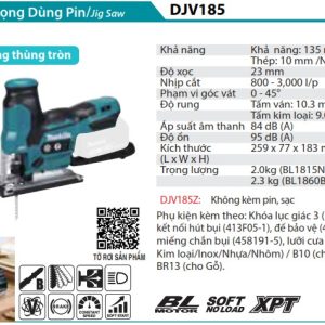 Máy Cưa Lọng Dùng Pin(BL)(18V) - Makita DJV185Z