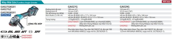 Máy Mài Góc Dùng Pin(không kèm pin sạc) - Makita GA029GZ