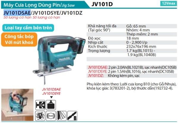 Máy cưa lọng Makita JV101DSAE (12V)