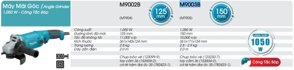 MÁY MÀI GÓC MAKITA  M9003B (150MM/1050W/CÔNG TẮC BÓP)