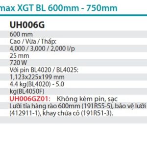 MÁY TỈA HÀNG RÀO DÙNG PIN Makita UH006GZ01 (600MM/BL)(40V (không kèm pin sạc)