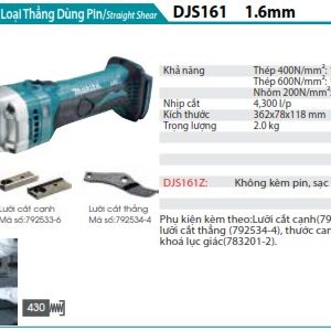 Máy Cắt Kim Loại Thẳng Dùng Pin(18V) (không kèm pin sạc) - Makita DJS161Z