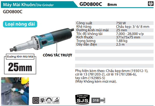 Máy Mài Khuôn(8MM) - Makita GD0800C